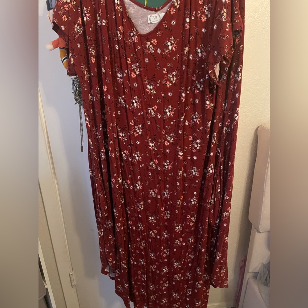 Plus size floral red dress